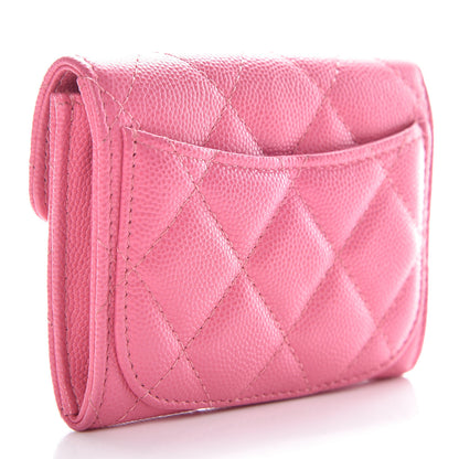 Chanel Caviar Quilted Flap Card Holder Wallet Pink 3 of 11