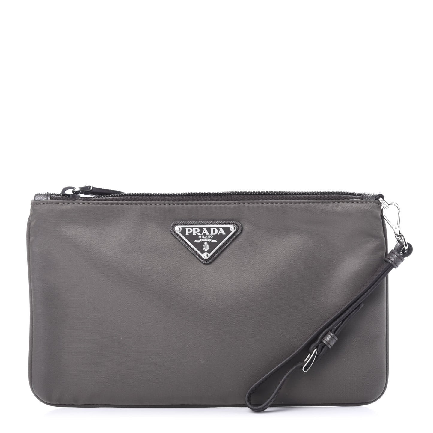 Tessuto Nylon Saffiano Wristlet Grey