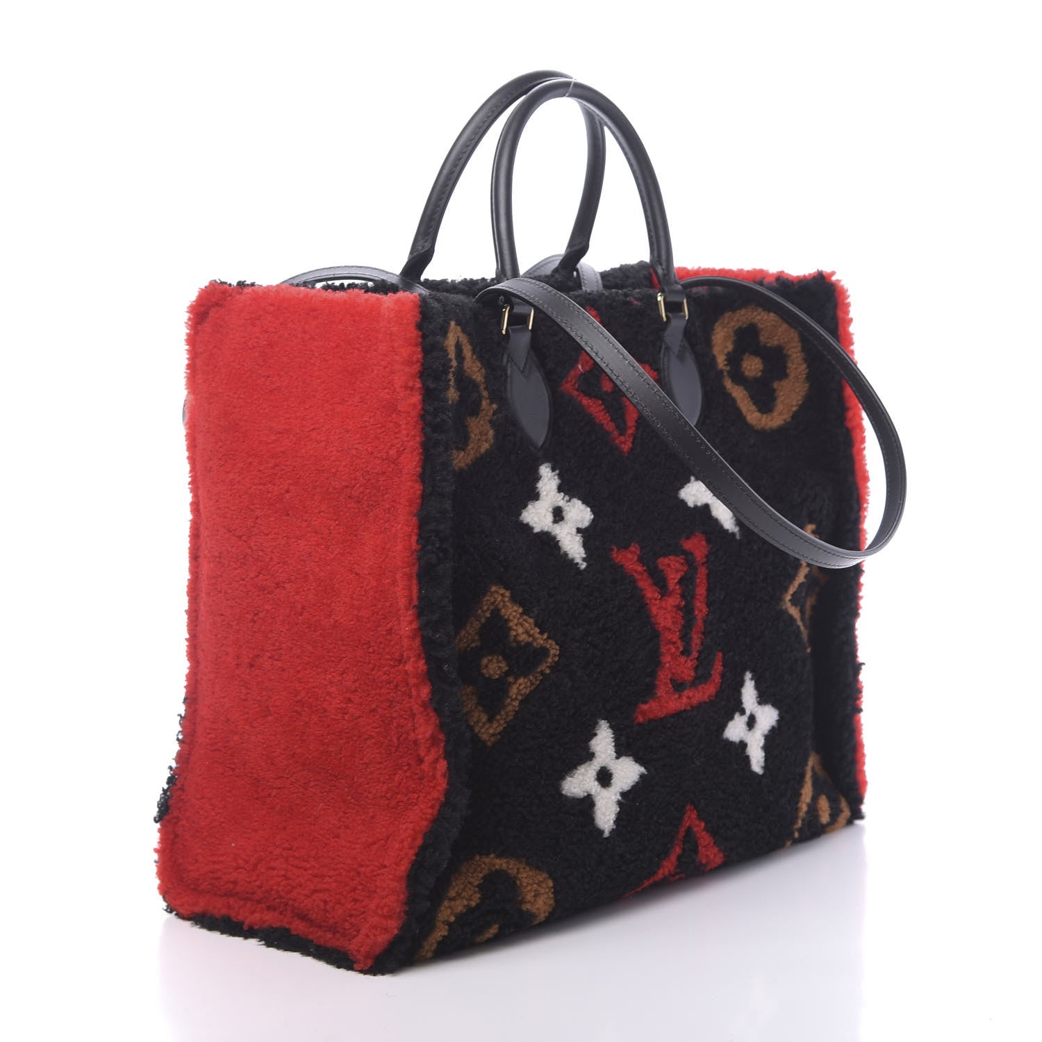 Louis Vuitton Shearling Monogram Giant Teddy Onthego GM Black Red 2 of 8