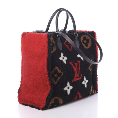 Louis Vuitton Shearling Monogram Giant Teddy Onthego GM Black Red 2 of 8