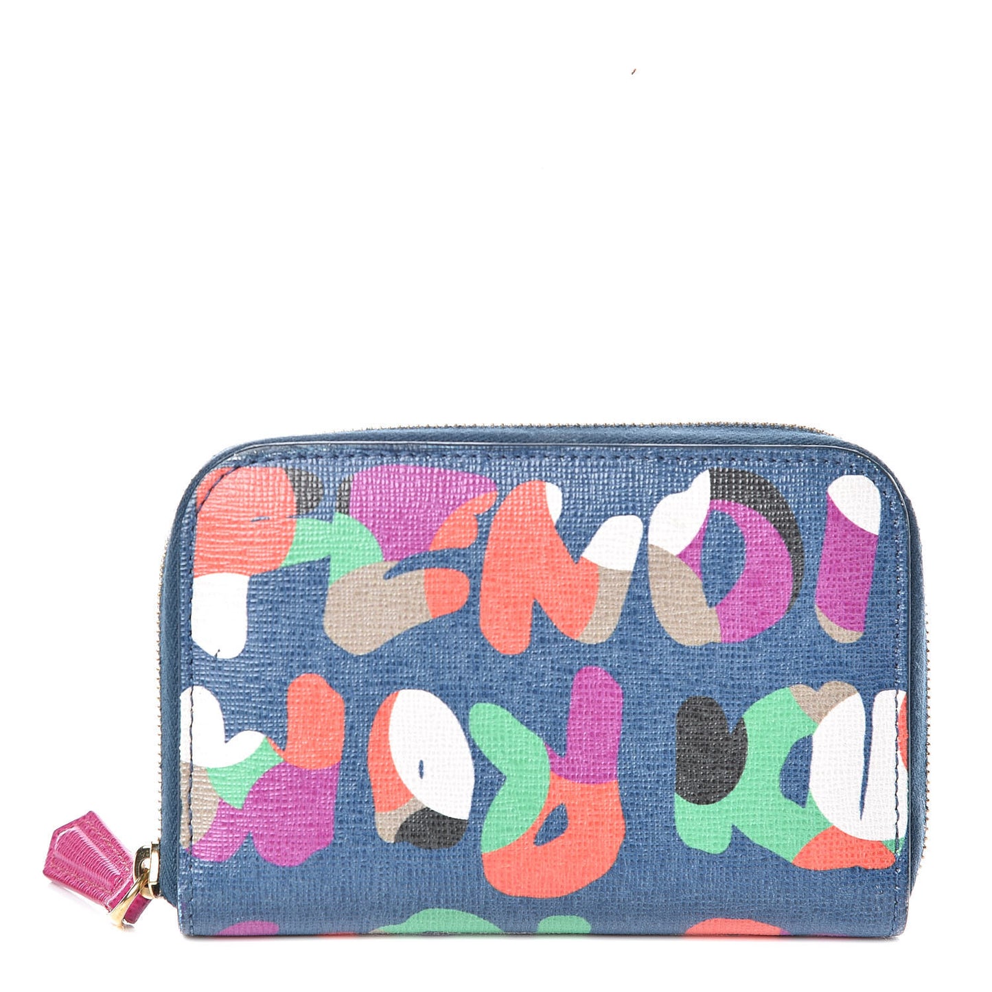 Vitello Elite Fendi Roma Mini Zip Around Wallet Cobalt Multicolor