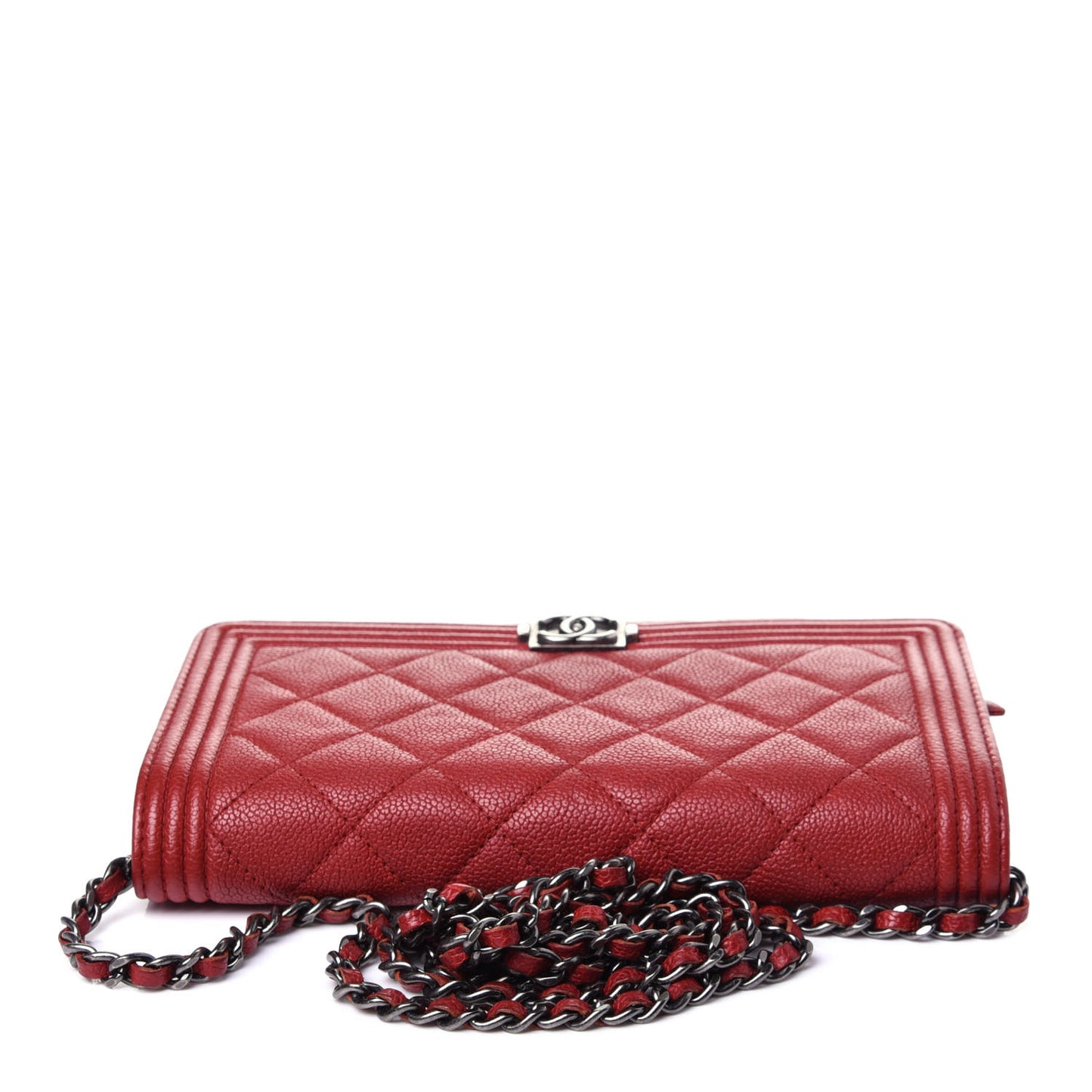 Caviar Quilted Boy Wallet On Chain WOC Red