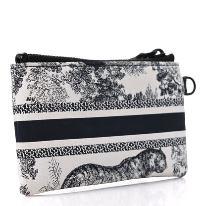 Christian Dior Technical Fabric Embroidered Toile De Jouy DiorTravel Coin Pouch Blue 3 of 7