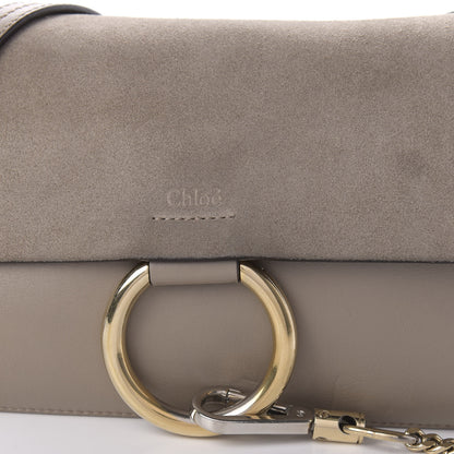 Chloe Suede Calfskin Small Faye Shoulder Bag Motty Grey 9 of 10