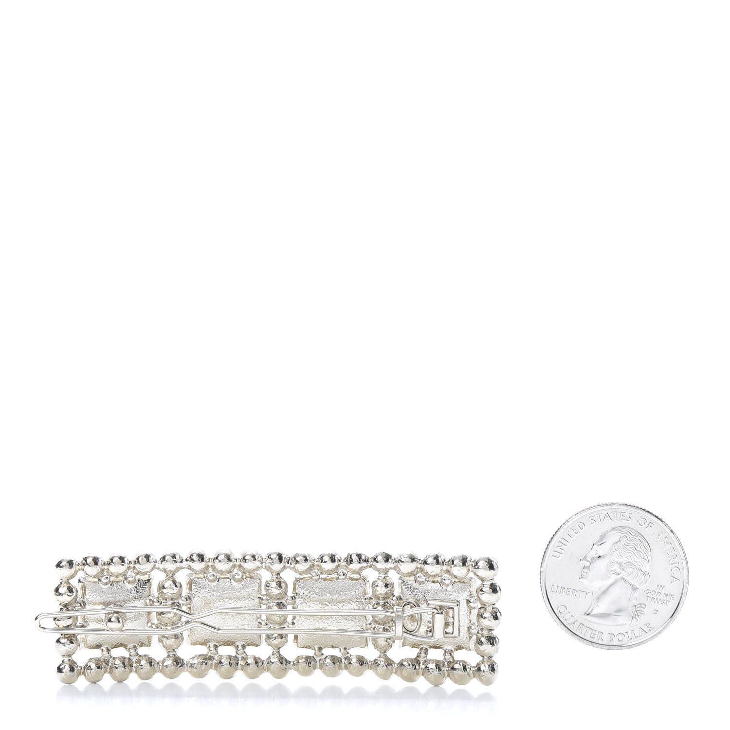 Chanel Metal Pearl CC Hair Clip Barrette Gold 2 of 4