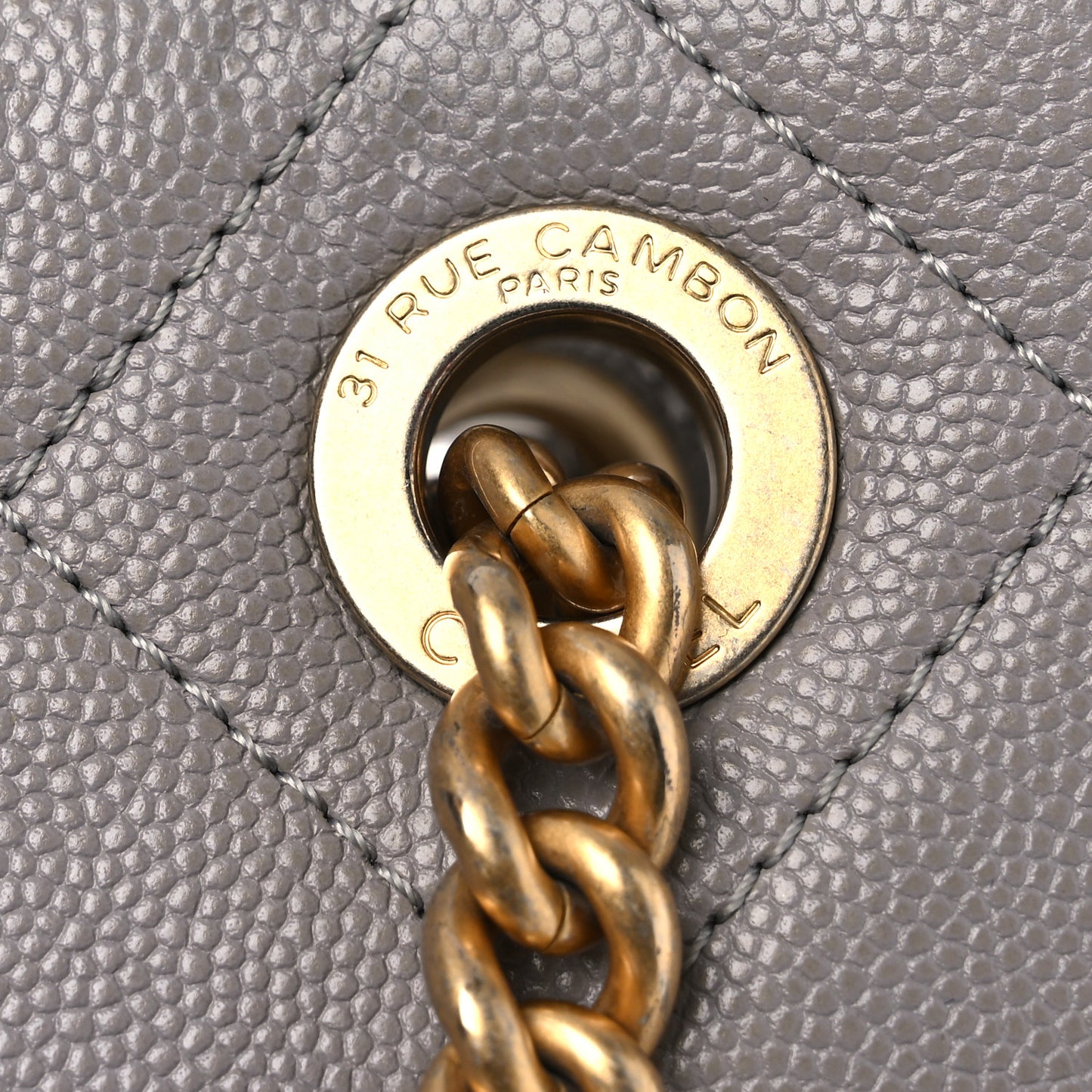 Caviar Quilted Large Classic Shopping Tote Grey