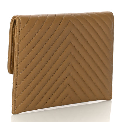 Chanel Aged Calfskin Chevron Quilted Flap Card Holder Beige 3 of 16