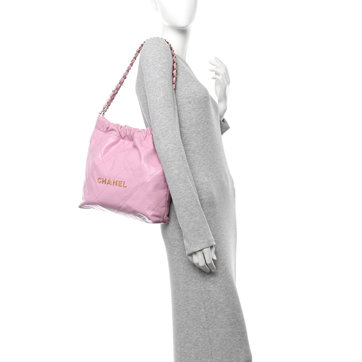 Shiny Calfskin Quilted Small Chanel 22 Lilac