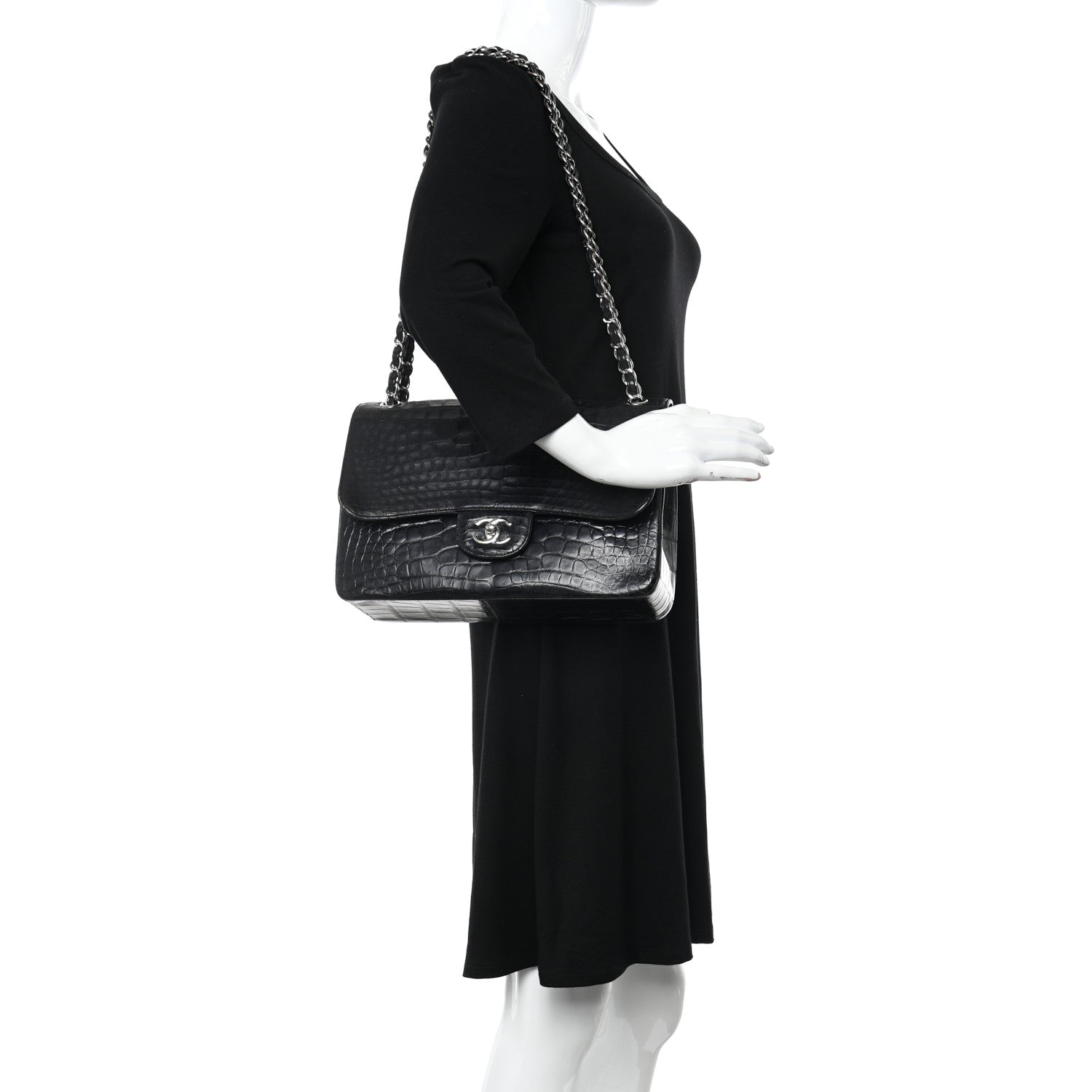 Chanel Alligator Jumbo Double Flap Black 2 of 12