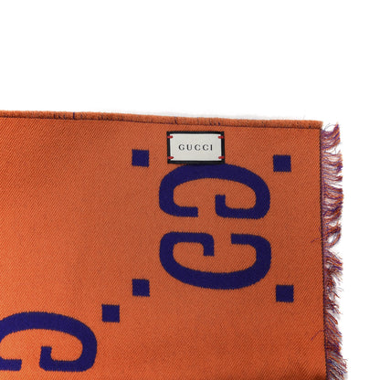 Gucci Wool Silk Monogram Jumbo GG Freedom Scarf Parma Violet Orange 3 of 4