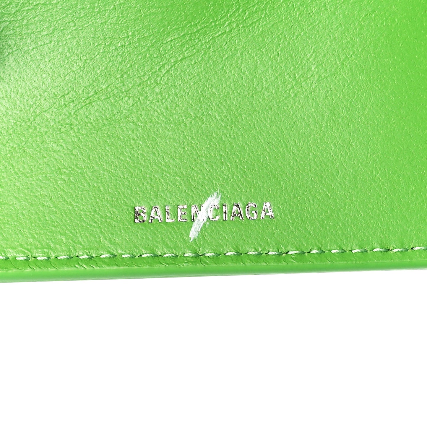 Calfskin Logo Everyday Mini Wallet Green Pink