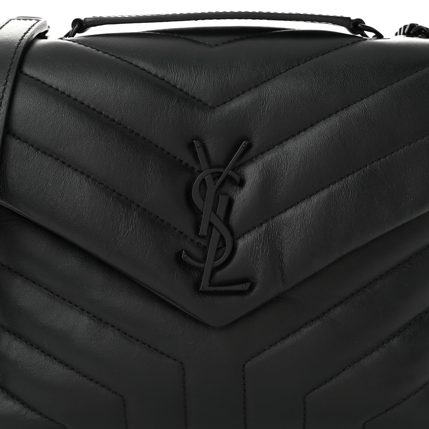 Saint Laurent Calfskin Y Quilted Monogram Monochrome Small Loulou Chain Satchel Black 8 of 11