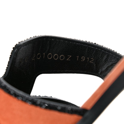 Hermes Suede Goatskin Crystal Oran Sandals 37 Rose Bubinga Black 8 of 9