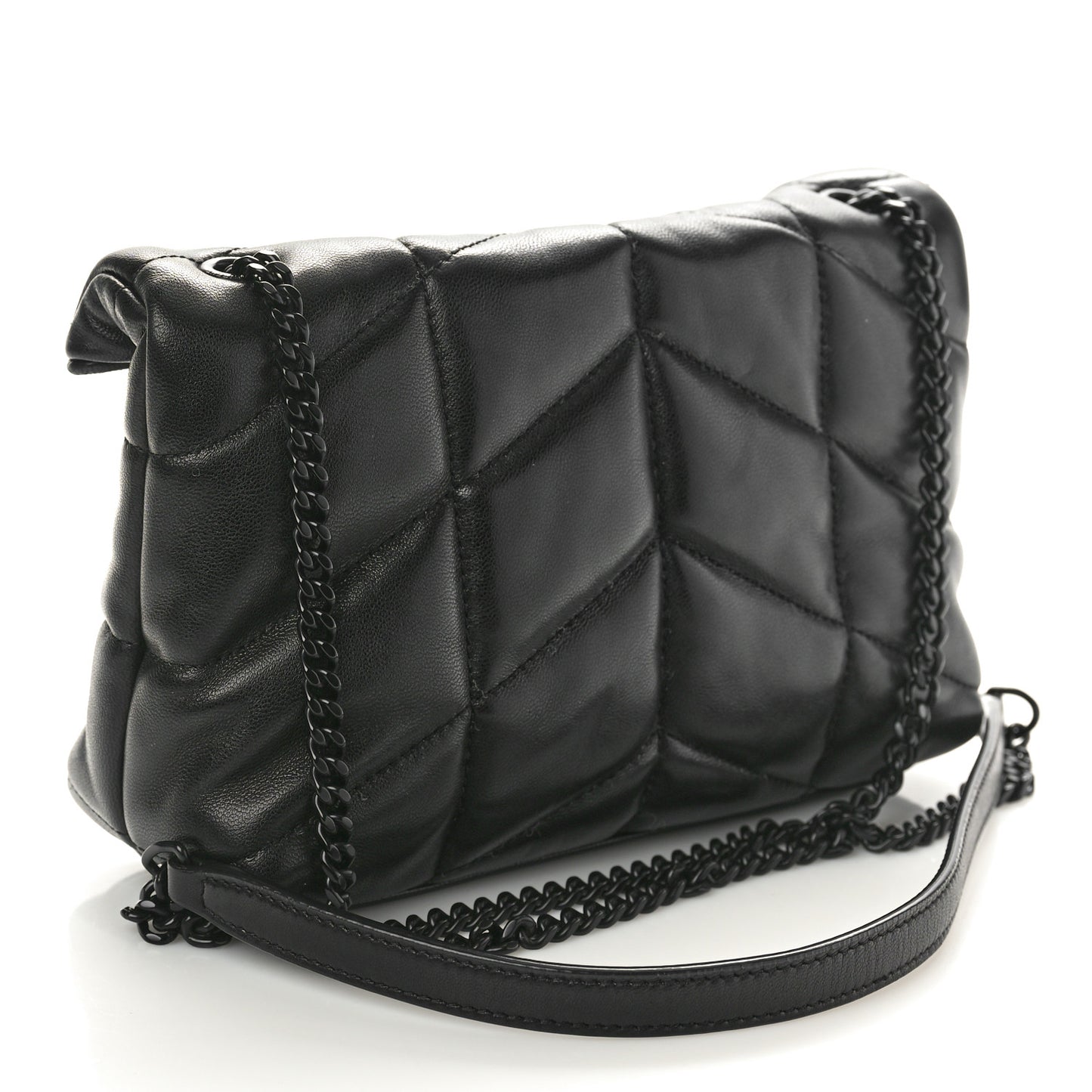 Lambskin Quilted Toy Loulou Puffer Monogram Monochrome Chain Satchel Black