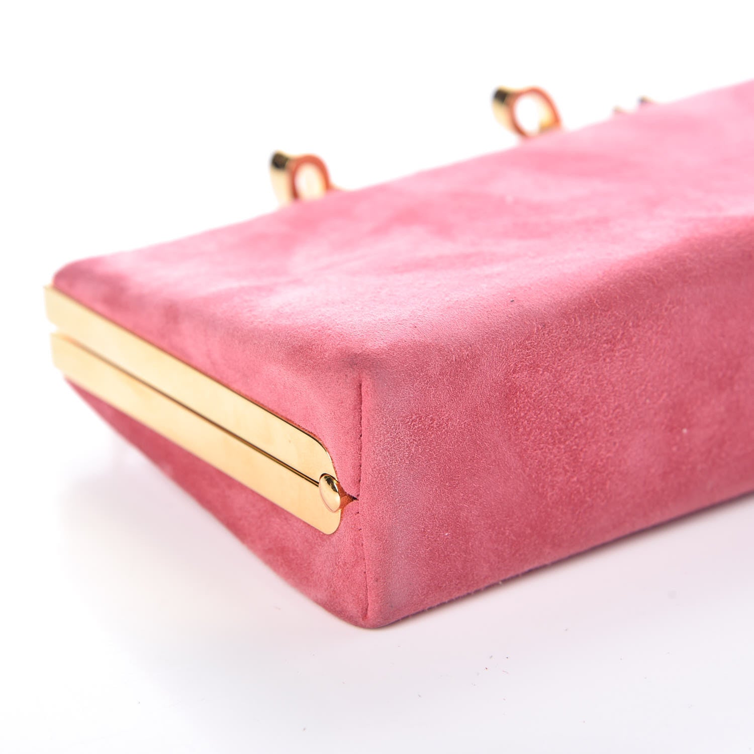 Jimmy Choo Suede Celeste Logo Clutch Pink Gold 9 of 13