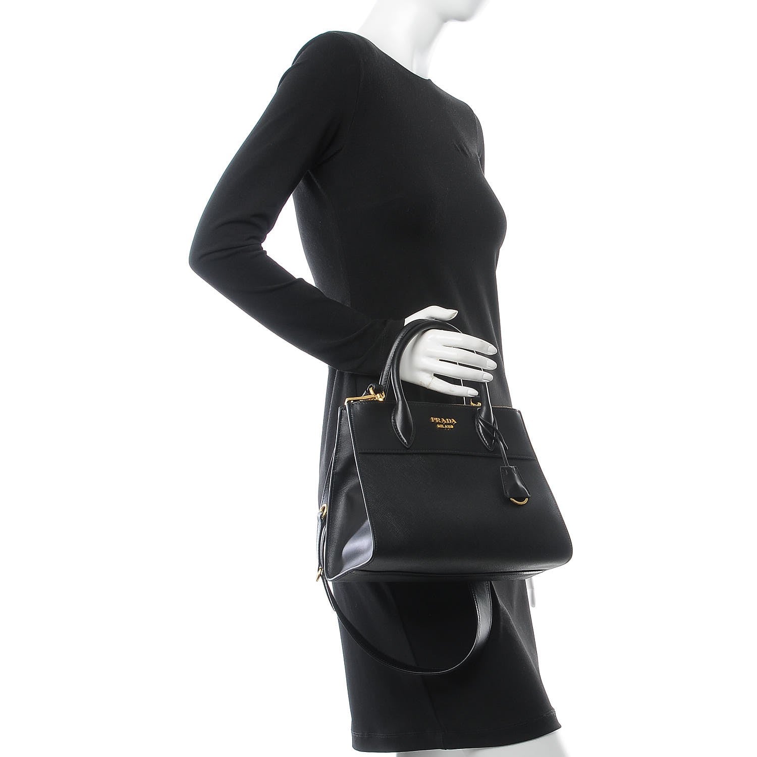Prada Saffiano City Calfskin Small Paradigme Bag Black 2 of 9