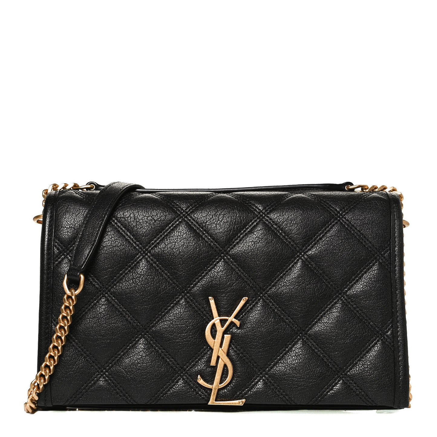 Lambskin Diamond Quilted Becky Chain Wallet Black