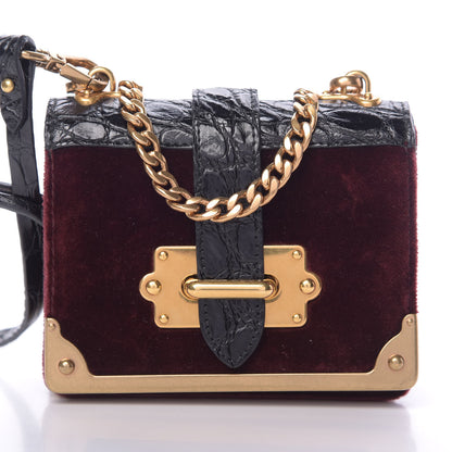 Prada Velvet Crocodile Micro Cahier Bag Ribes Black 8 of 11
