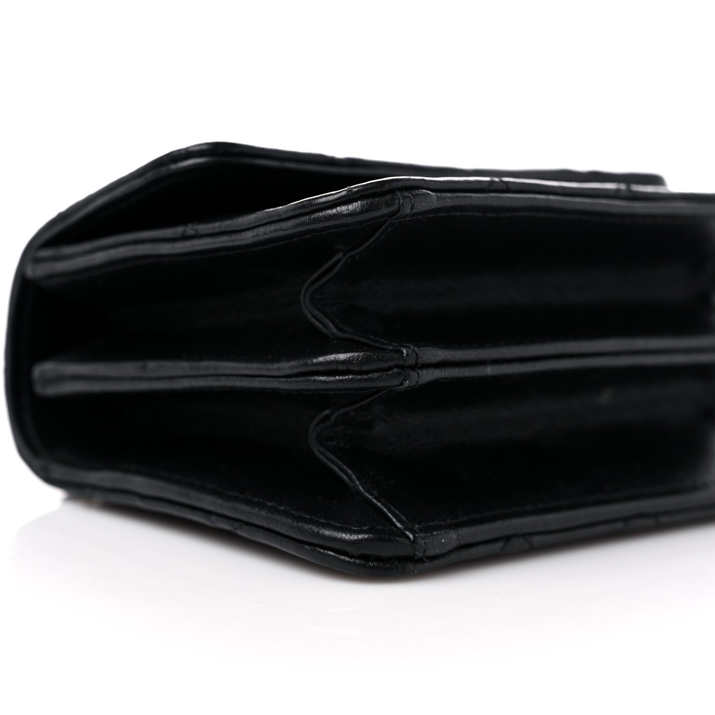 Lambskin Quilted Chain Top Handle Clutch With Chain Black
