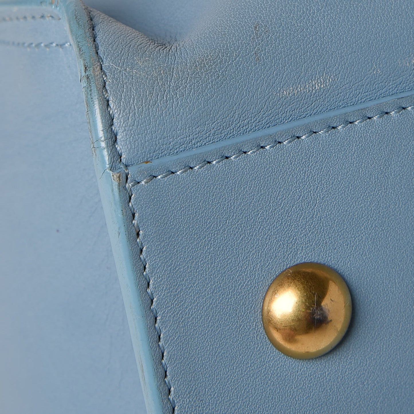 Calfskin Small Classic Y Cabas Blue Glacier