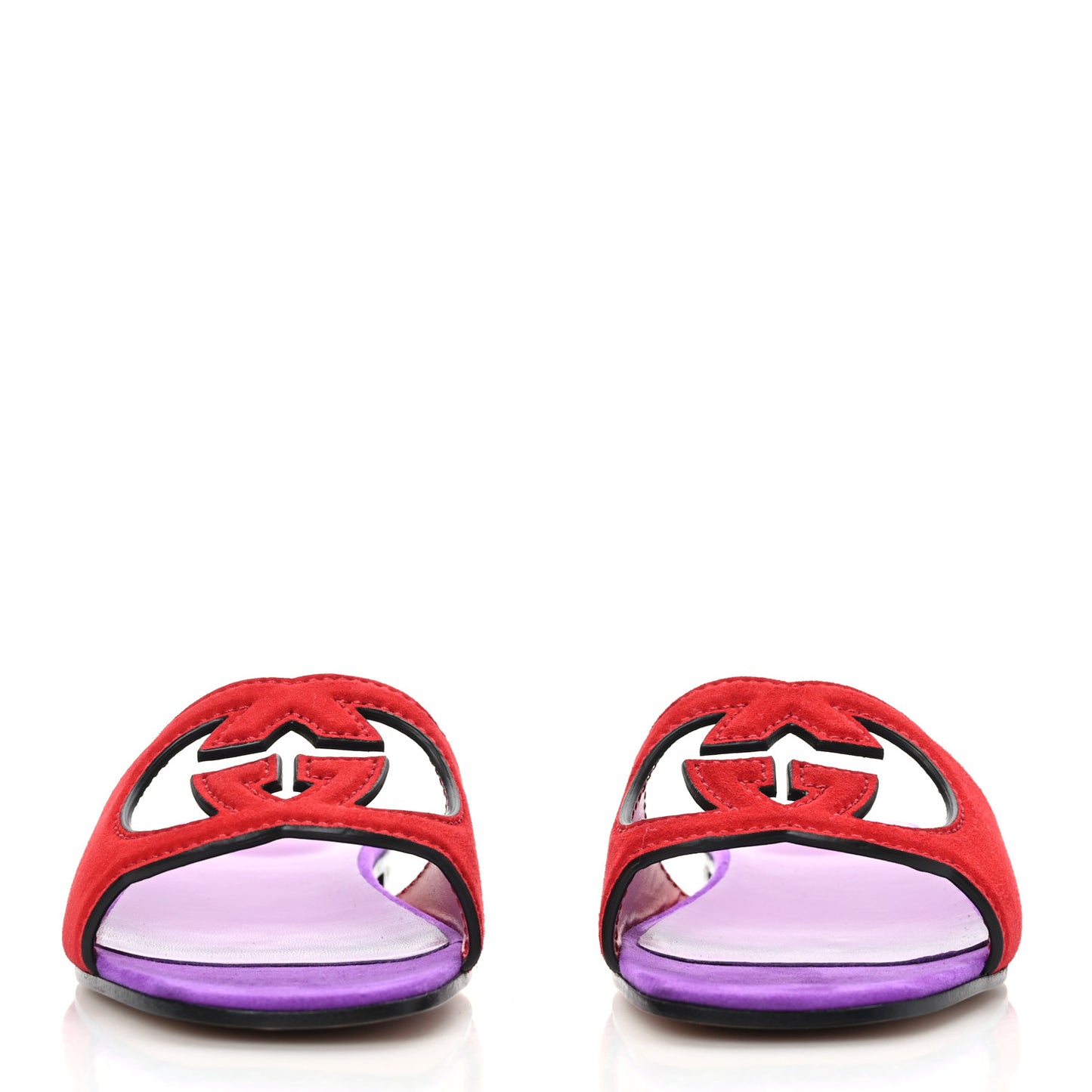 Kid Scamosciato Interlocking G Cut Out Slide Sandals 38.5 Purple Red