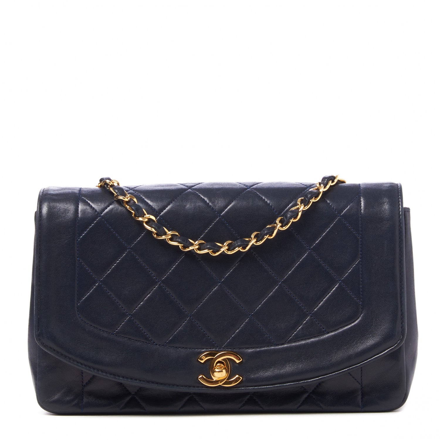 Chanel Lambskin Quilted Medium Single Flap Navy 1 of 13