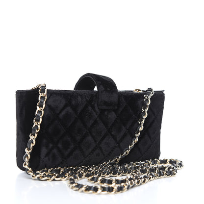 Chanel Velvet Quilted Small Clutch With Chain Black 3 of 12