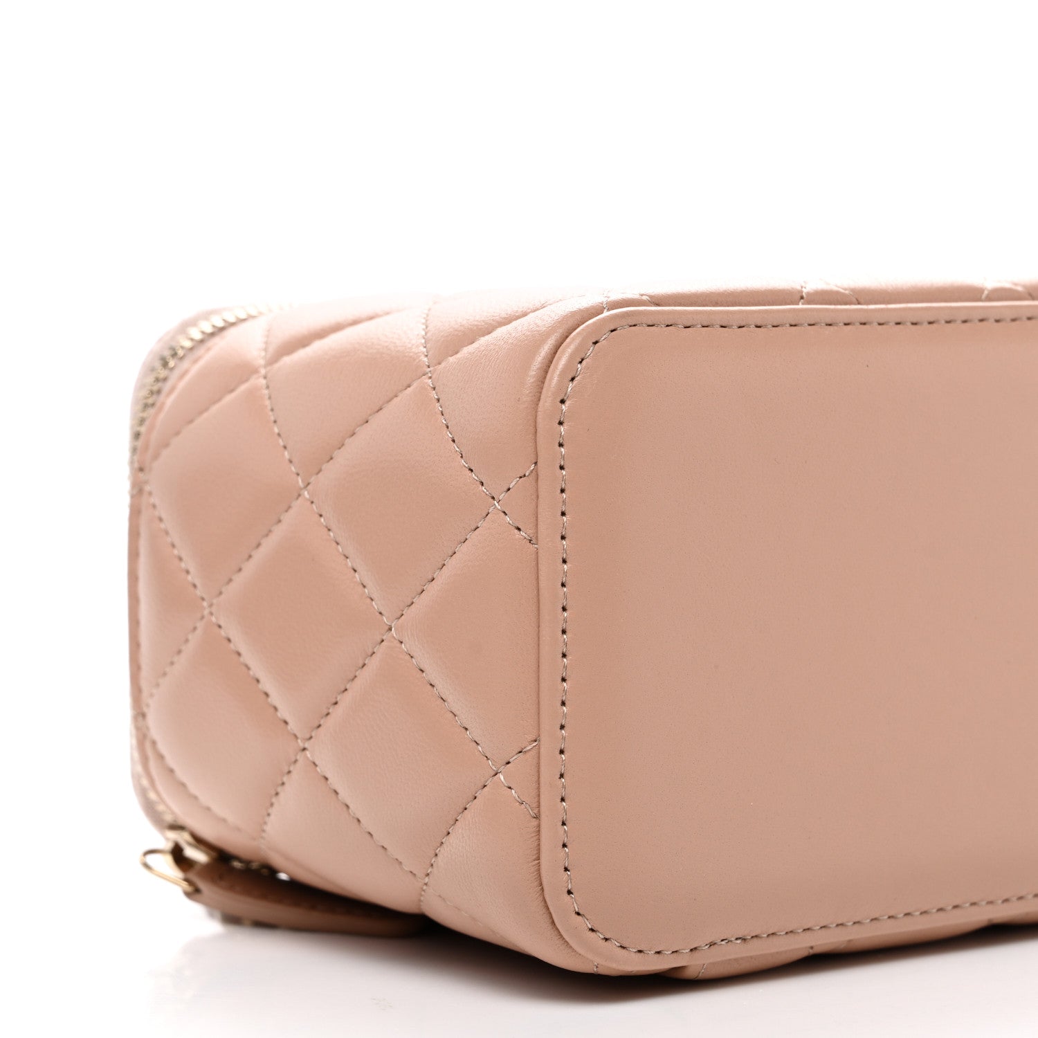 Chanel Lambskin Quilted Small Top Handle Vanity Case With Chain Beige 10 of 11