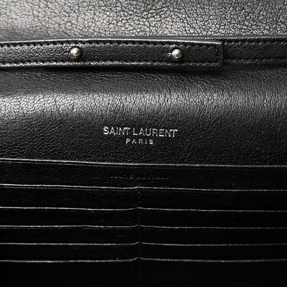 Saint Laurent Sheepskin Tri-Quilt Monogram Envelope Chain Wallet Black 6 of 10
