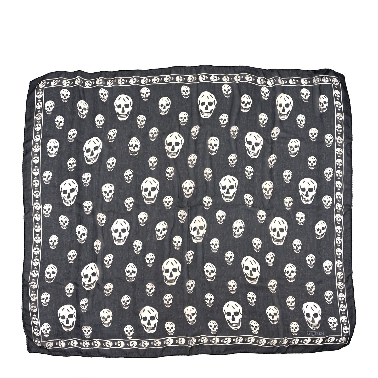 Silk Chiffon Skull Scarf Black Ivory