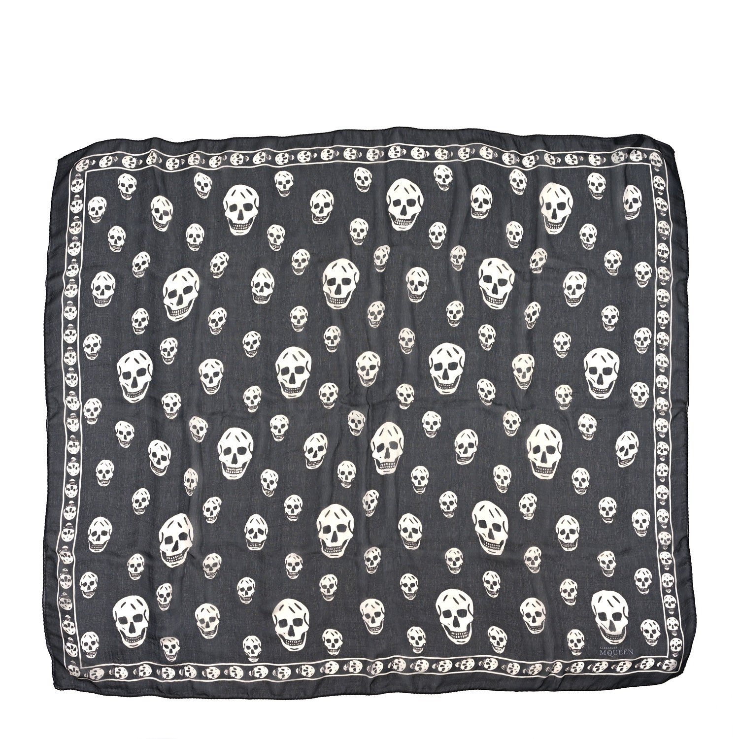 Alexander McQueen Silk Chiffon Skull Scarf Black Ivory 1 of 4