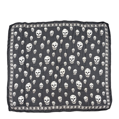 Alexander McQueen Silk Chiffon Skull Scarf Black Ivory 1 of 4