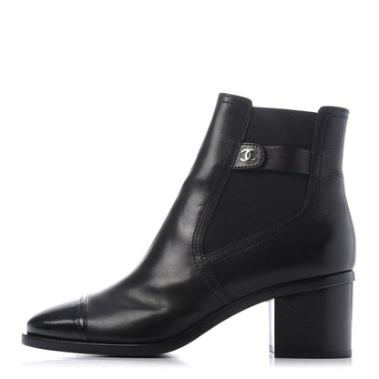 Chanel Calfskin Patent Cap Toe Short Boots 40.5 Black 1 of 8