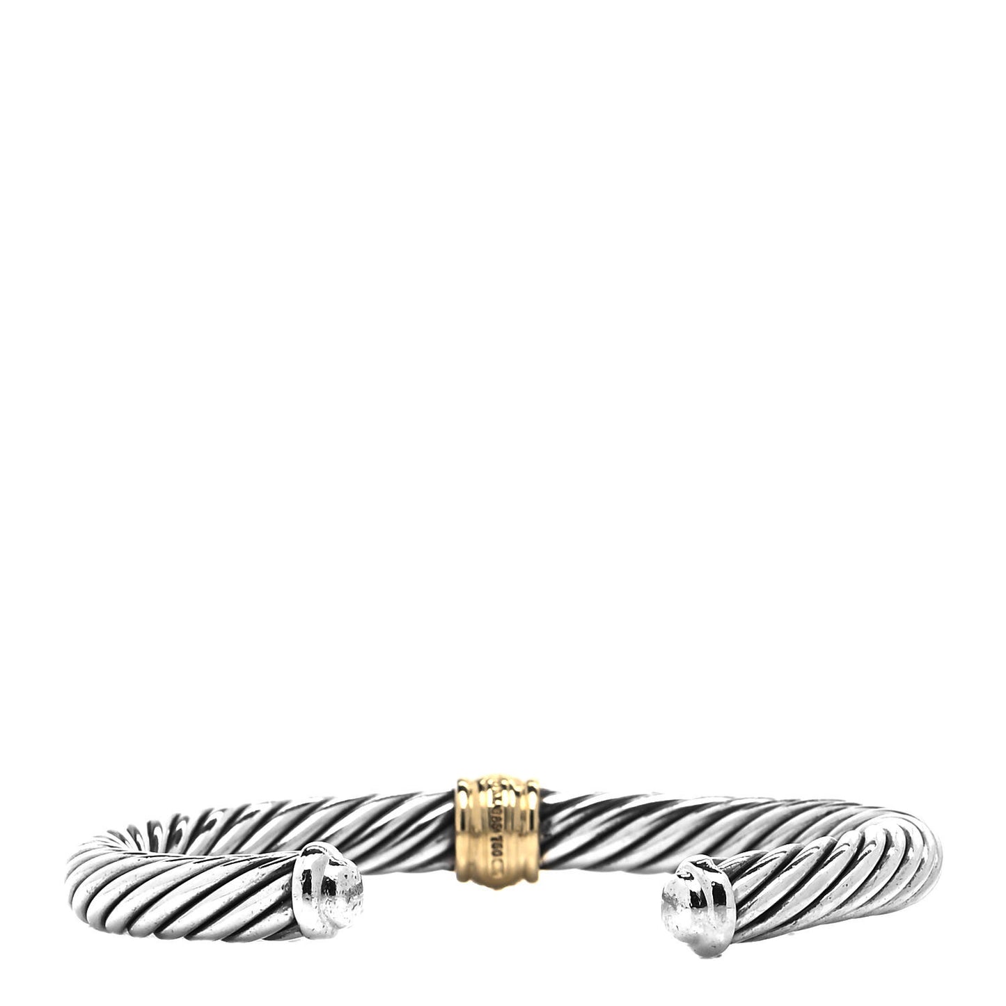 Sterling Silver 18K Yellow Gold Diamond 7mm Cable Classics Station Bracelet