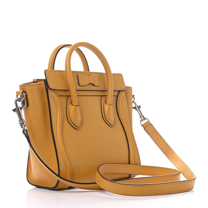 Celine Drummed Calfskin Nano Luggage Ocre 2 of 7