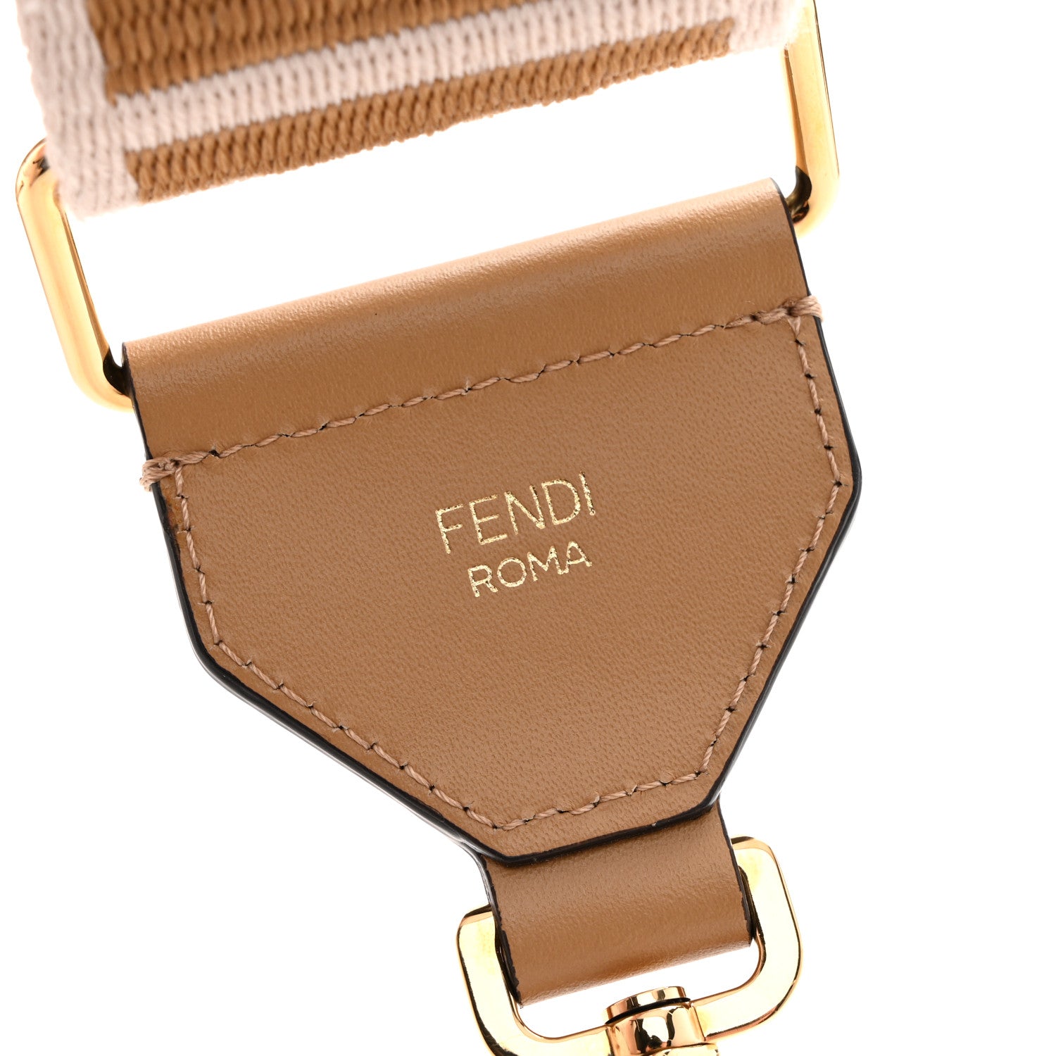 Fendi Ribbon Vitello King FF 1974 Adjustable Strap You Poudre Cuoio Miele Scuro 3 of 4