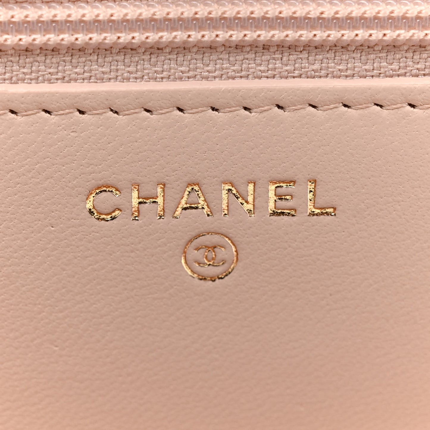 Lambskin Quilted Trendy CC Wallet On Chain WOC Light Beige