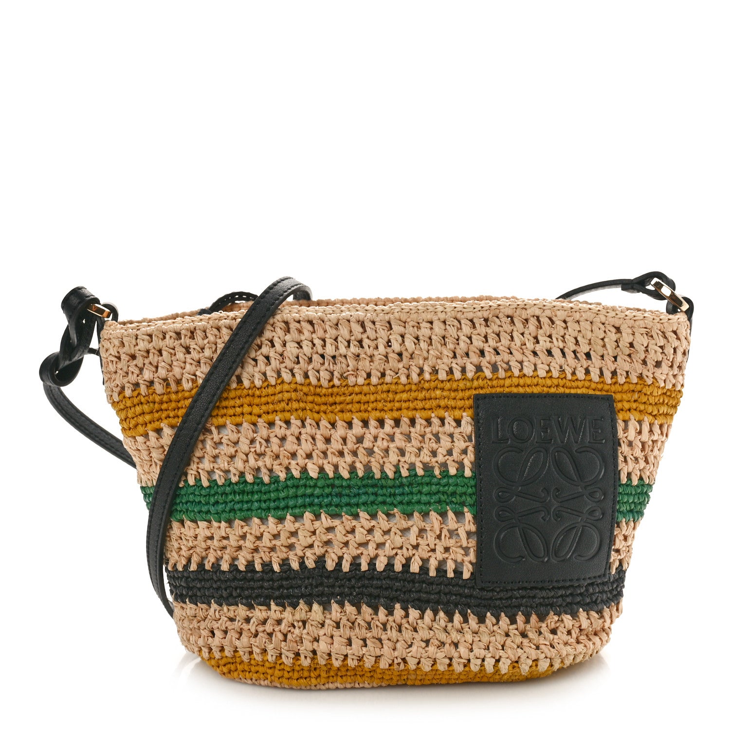 Loewe Calfskin Raffia Paulas Ibiza Pochette Bag Beige Multicolor 1 of 8