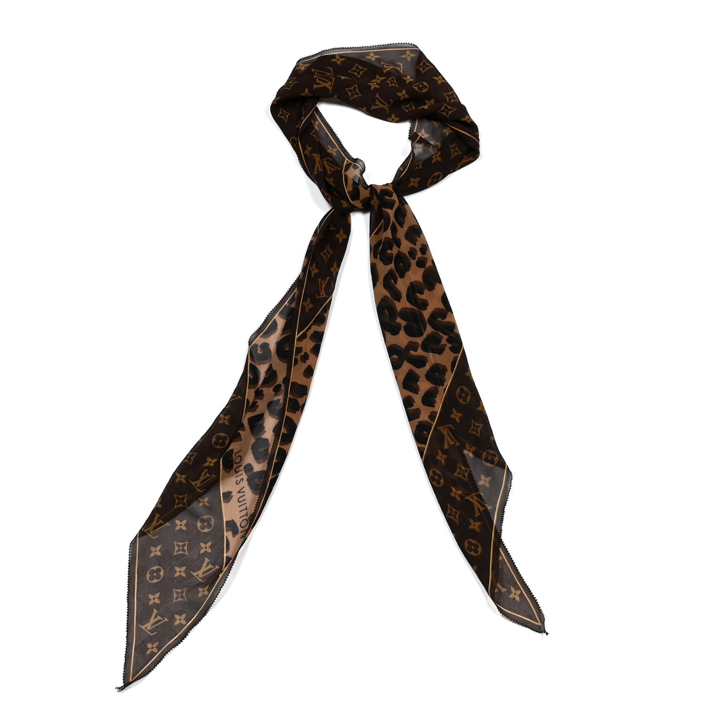 Silk Crepe Leopard Monogram Scarf