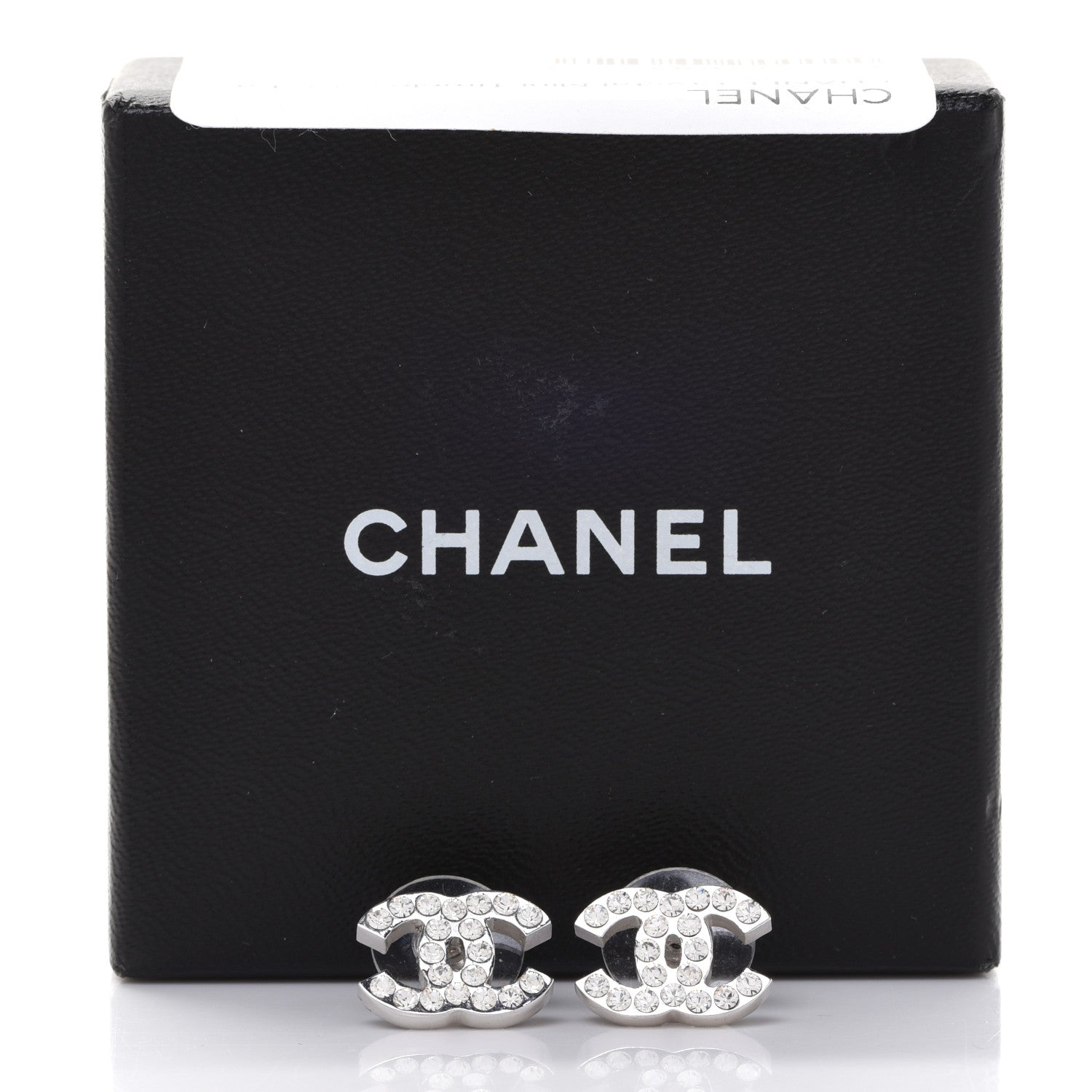 Chanel Crystal Mini Timeless CC Earrings Silver 5 of 5