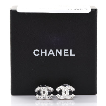 Chanel Crystal Mini Timeless CC Earrings Silver 5 of 5