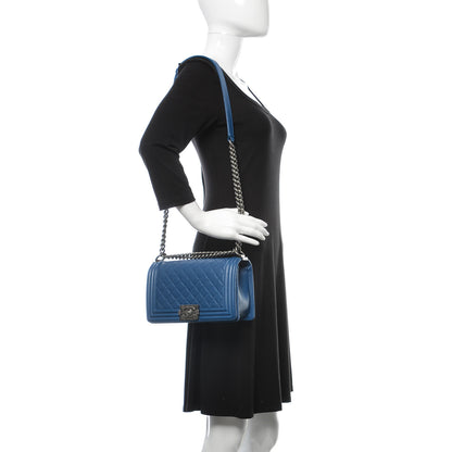 Chanel Caviar Quilted Medium Boy Flap Blue 2 of 12