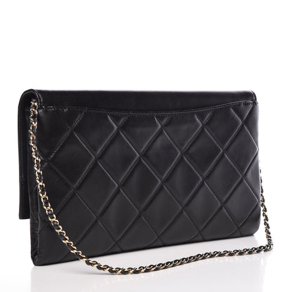 Chanel Lambskin Quilted Retro Label Clutch Black 3 of 15