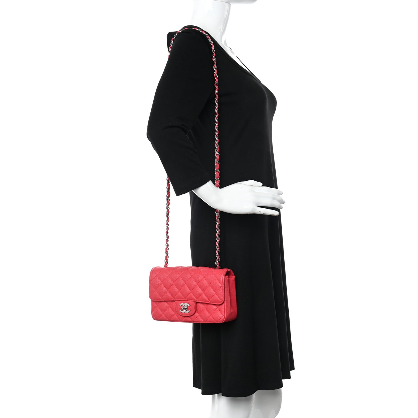 Caviar Quilted Mini Rectangular Flap Red