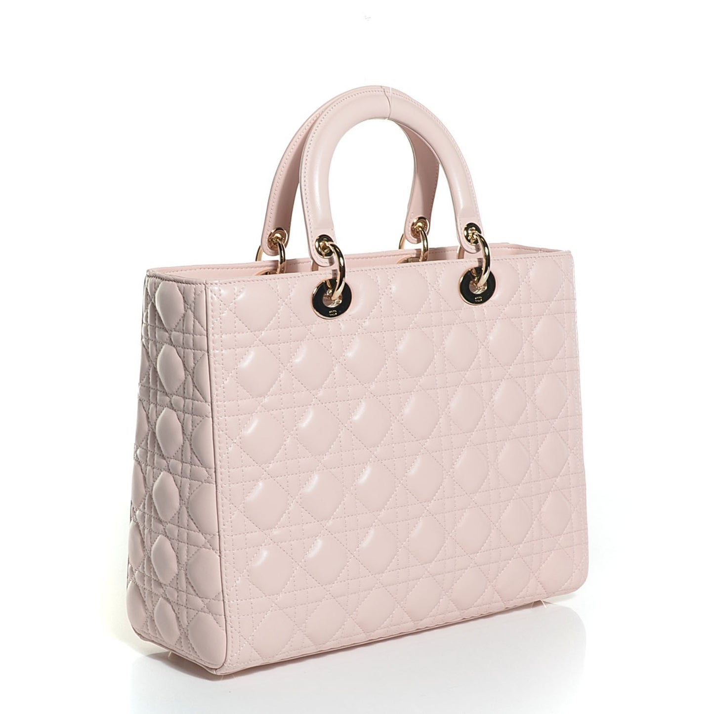 Lambskin Cannage Large Lady Dior Rose Poudre