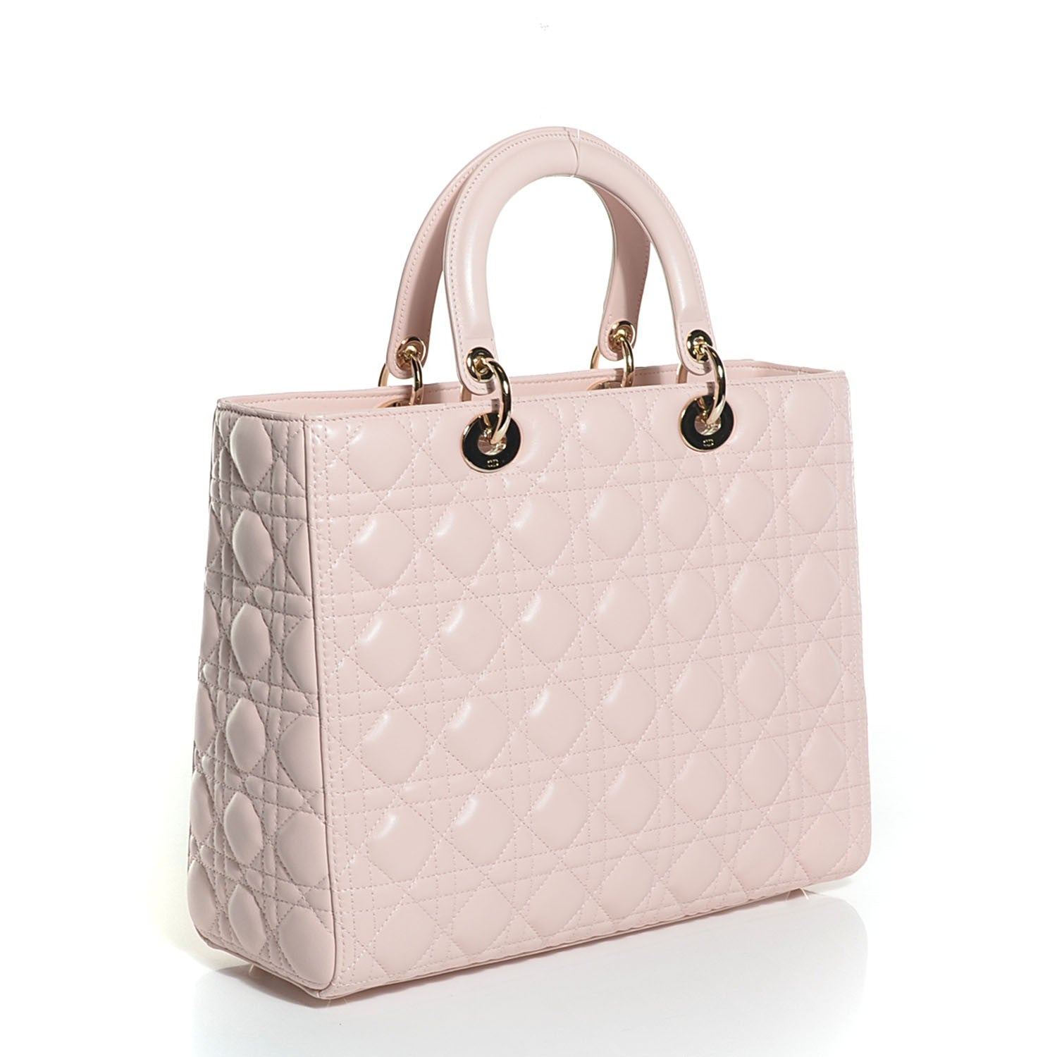 Christian Dior Lambskin Cannage Large Lady Dior Rose Poudre 3 of 8