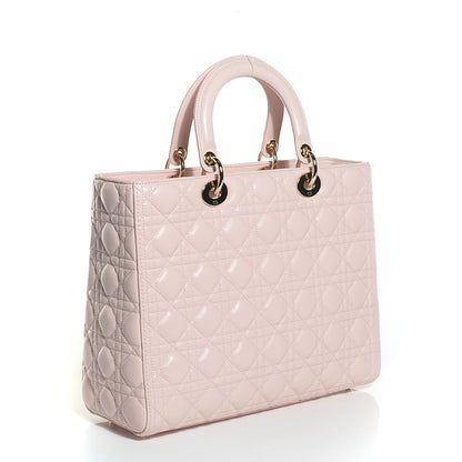 Christian Dior Lambskin Cannage Large Lady Dior Rose Poudre 3 of 8