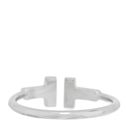 Tiffany 18K White Gold Diamond T Wire Ring 54 7 3 of 5