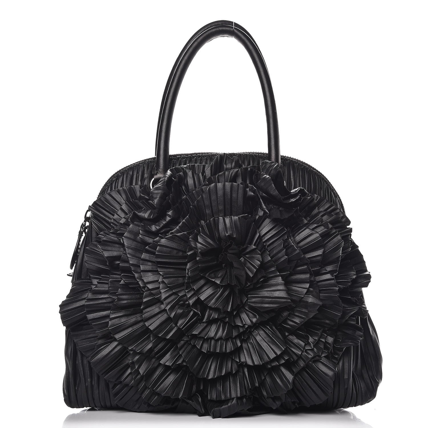 Valentino Garavani Nappa Pleated Petale Dome Tote Black 1 of 10