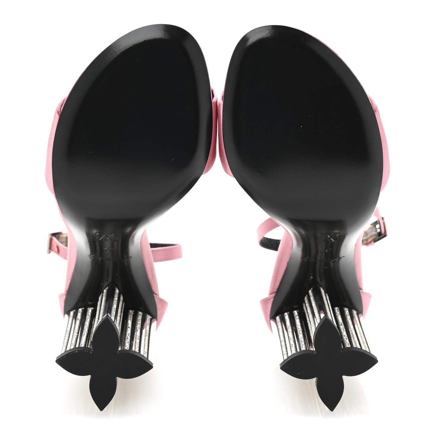 Satin Crystal Silhouette Sandals 37 Pink